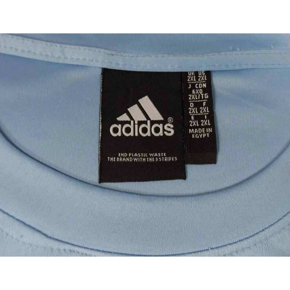 NEW Adidas Dri -Fit Tee Shirt Blue Trefoil Logo on Front Mens Size 2XL NWT